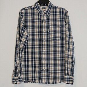 LEVI'S Blue Plaid Long Sleeve Pearl Snap Western Shirt; Men Size S